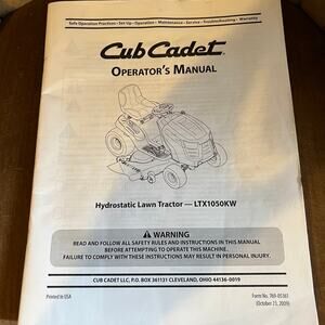 Cub Cadet hydrostatic lawn tractor LTX1050KW owners manual